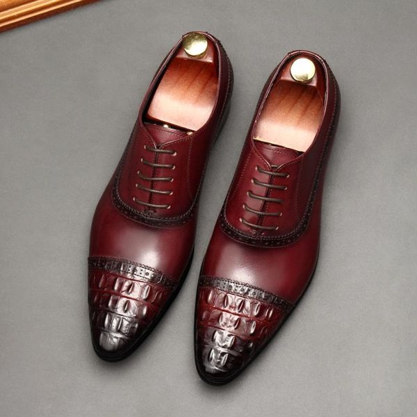 dress shoes european mens oxfords genuine leather wedding men pointed toe laces cowhide breathable business office work, Black
dress shoes european mens oxfords genuine leather wedding men pointed toe laces cowhide breathable business office work, Black