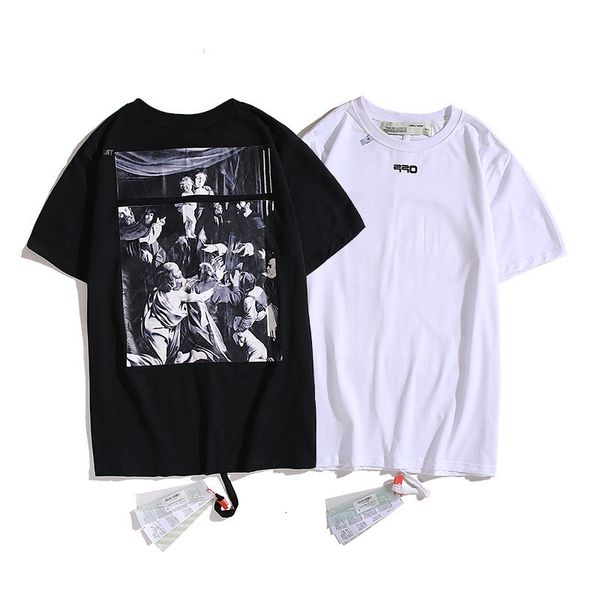 large religious off oil back painting print short sleeve t-shirt style european loose size men's and women's round neck bottoming, White;black
large religious off oil back painting print short sleeve t-shirt style european loose size men's and women's round neck bottoming, White;black