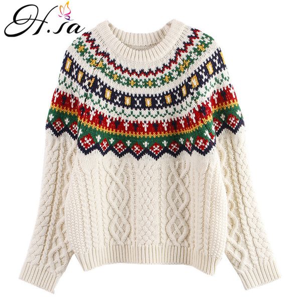 h.sa women casual argyle winter oversized knitted loose style vintage pull jumpers white sweater girls 210417, White;black
h.sa women casual argyle winter oversized knitted loose style vintage pull jumpers white sweater girls 210417, White;black