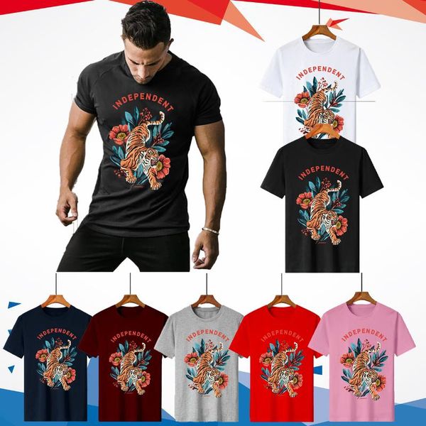 men's t-shirts independent jungle tiger print trend short-sleeved t-shirt man casual pure cotton men harajuku sports breathable tees, White;black
men's t-shirts independent jungle tiger print trend short-sleeved t-shirt man casual pure cotton men harajuku sports breathable tees, White;black