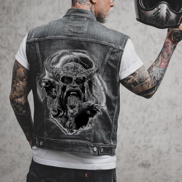 men's vests plus size denim vest autumn black horns sleeveless punk motorcycle lapel domineering, Black;white
men's vests plus size denim vest autumn black horns sleeveless punk motorcycle lapel domineering, Black;white