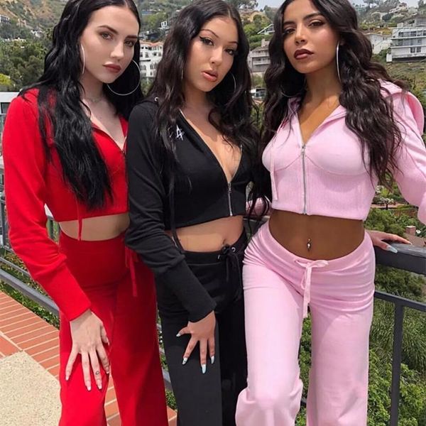 women's two piece pants chic tracksuit women set autumn clothes zipper hooded crop and suits solid korean style sets outfits, White
women's two piece pants chic tracksuit women set autumn clothes zipper hooded crop and suits solid korean style sets outfits, White