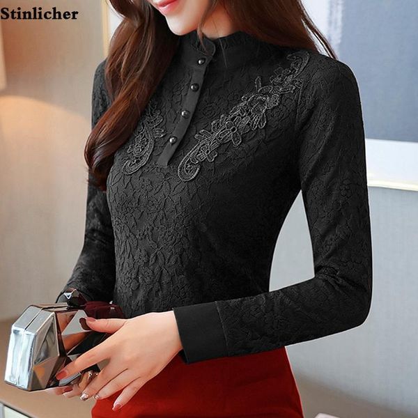 women's blouses & shirts elegant flower embroidery lace shirt blouse autumn winter thick turtleneck casual office ladies work, White
women's blouses & shirts elegant flower embroidery lace shirt blouse autumn winter thick turtleneck casual office ladies work, White