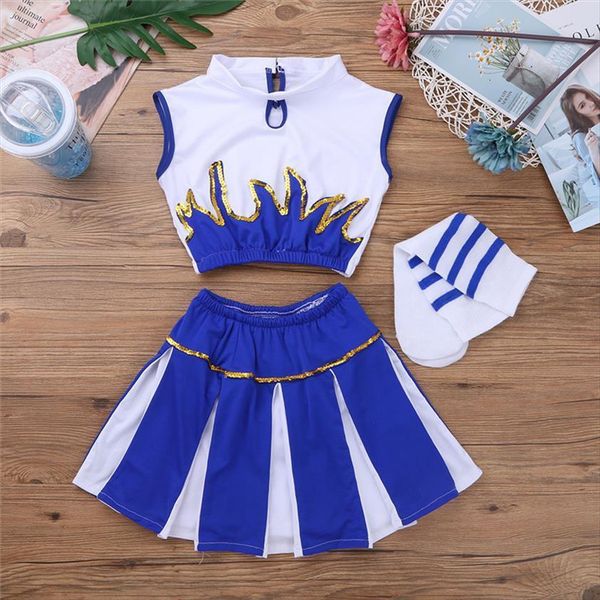 children kids girls cheerleader costume sets school child cheer for carnival party halloween cosplay dress up clothes, White
children kids girls cheerleader costume sets school child cheer for carnival party halloween cosplay dress up clothes, White