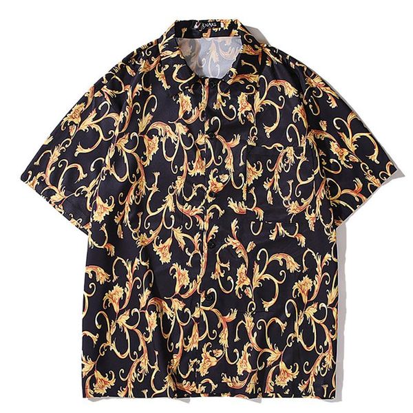 men summer trend loose beach shirt casual short sleeve holiday man printed men's shirts, White;black
men summer trend loose beach shirt casual short sleeve holiday man printed men's shirts, White;black