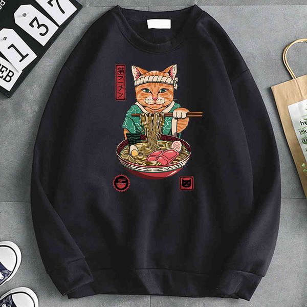 ukiyo - men's hoodie, japane cat and ramen print, autumn men's hip-hop style, round neck, Black
ukiyo - men's hoodie, japane cat and ramen print, autumn men's hip-hop style, round neck, Black