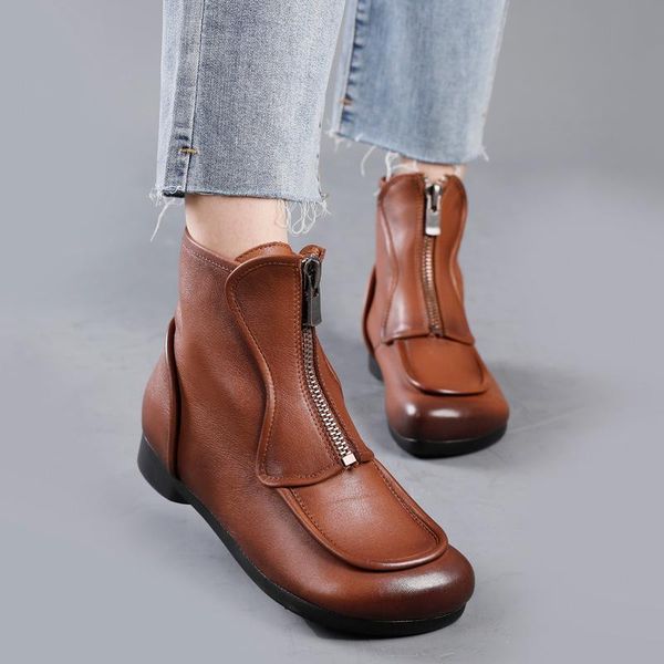 boots vallu 2021 autumn winter leather solid color front zipper women's high-quality soft-soled comfortable handmade short, Black
boots vallu 2021 autumn winter leather solid color front zipper women's high-quality soft-soled comfortable handmade short, Black