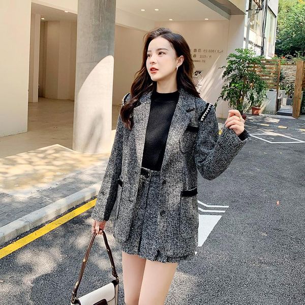 women's two piece pants wtianyuw 2021 autumn winter tweed 2 set single breasted turn down collar coat+waist, White
women's two piece pants wtianyuw 2021 autumn winter tweed 2 set single breasted turn down collar coat+waist, White