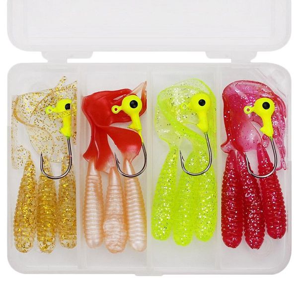 fishing hooks 16pcs/set lead set + soft lures artificial worm shrimp minnow baits jig head sea pesca
fishing hooks 16pcs/set lead set + soft lures artificial worm shrimp minnow baits jig head sea pesca