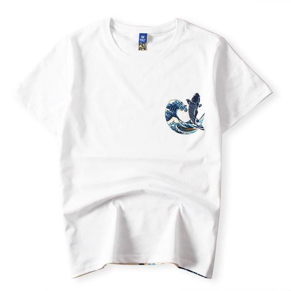 women's t-shirt men's and chinese style carp ethnic retro tattoo short-sleeved, White
women's t-shirt men's and chinese style carp ethnic retro tattoo short-sleeved, White
