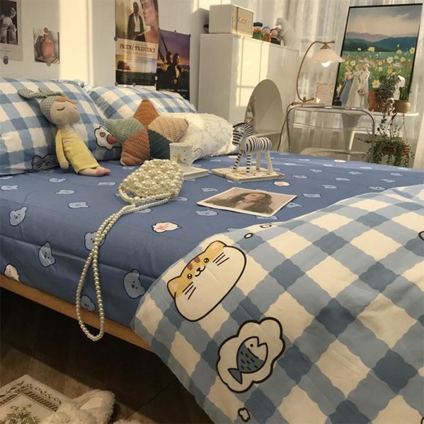 bedding sets lovely cartoon cat blue plaid set kid child teen,cotton twin full home textile bed sheet pillow case duvet cover
bedding sets lovely cartoon cat blue plaid set kid child teen,cotton twin full home textile bed sheet pillow case duvet cover
