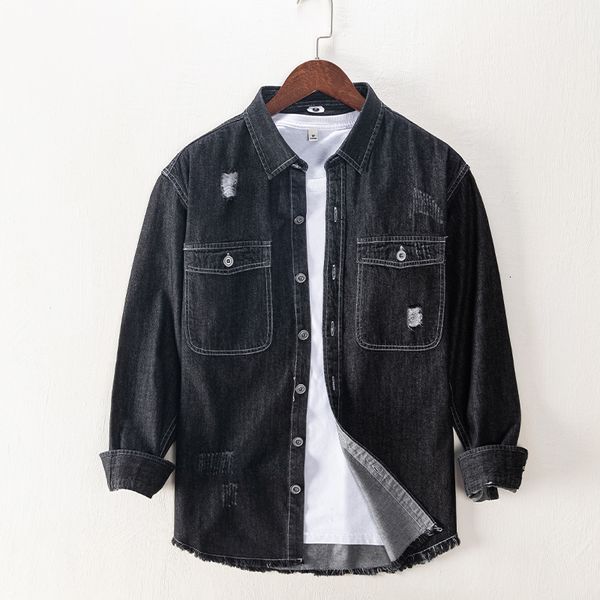 men's t-shirts spring and autumn long-sleeved brand shirt cotton black denim shirts for men fashion trendy clothing camisa chemise umol, White;black
men's t-shirts spring and autumn long-sleeved brand shirt cotton black denim shirts for men fashion trendy clothing camisa chemise umol, White;black