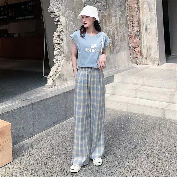 casual high waist loose plaid women pants korean style vintage students streetwear womens trousers mopping all match chic, Black;white
casual high waist loose plaid women pants korean style vintage students streetwear womens trousers mopping all match chic, Black;white