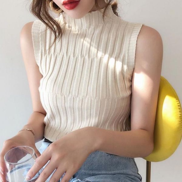 women's t-shirt heliar vintage t shirt women off shoulder sleeveless tank knitted half turtleneck slim female tees, White
women's t-shirt heliar vintage t shirt women off shoulder sleeveless tank knitted half turtleneck slim female tees, White