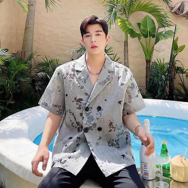 men's casual shirts summer double breasted loose thin light vintage short sleeve flower korean style male beach man, White;black
men's casual shirts summer double breasted loose thin light vintage short sleeve flower korean style male beach man, White;black
