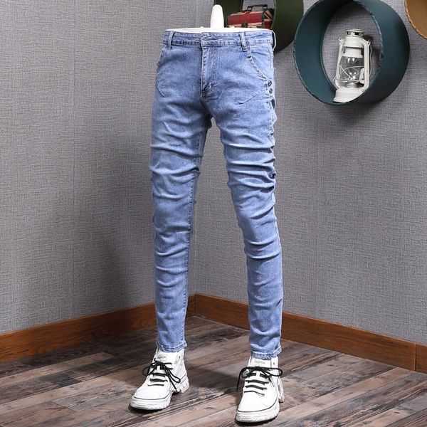 men's jeans summer thin light blue men casual straight slim fit pants korean style mens denim trousers
men's jeans summer thin light blue men casual straight slim fit pants korean style mens denim trousers