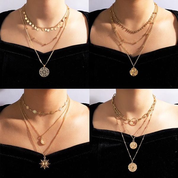 chains punk sunflower portrait pendant necklace for women gothic multilayer round geometry party jewelry acessories, Silver
chains punk sunflower portrait pendant necklace for women gothic multilayer round geometry party jewelry acessories, Silver