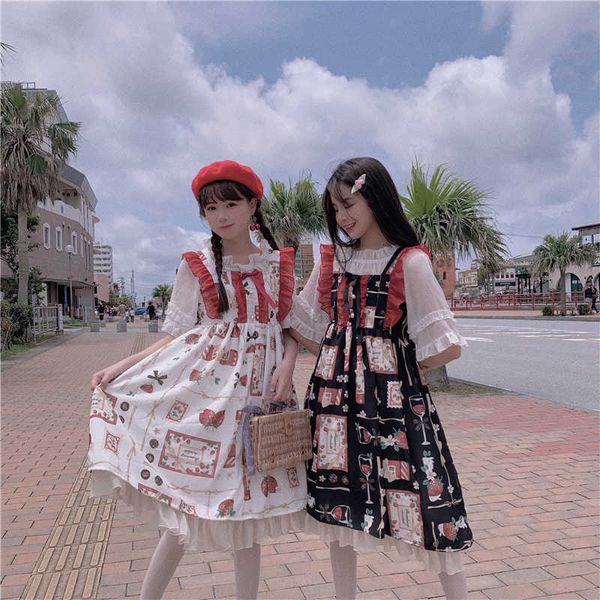 women's t-shirt lolita sweet strawberry dress women kawaii black sleeveless lace princess jsk cosplay costume party vintage ruffle, White
women's t-shirt lolita sweet strawberry dress women kawaii black sleeveless lace princess jsk cosplay costume party vintage ruffle, White
