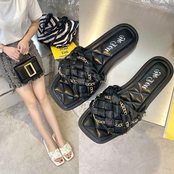 slippers summer style korean fashion lazy wear sandals and women metal chain woven flat trendy shoes 20, Black
slippers summer style korean fashion lazy wear sandals and women metal chain woven flat trendy shoes 20, Black