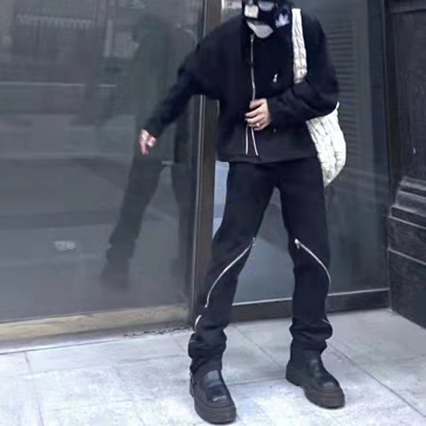 men's pants retro zipper pockets vibe washed style ripped denim pants from men high street worn straight of large casual brim jd43, Black
men's pants retro zipper pockets vibe washed style ripped denim pants from men high street worn straight of large casual brim jd43, Black