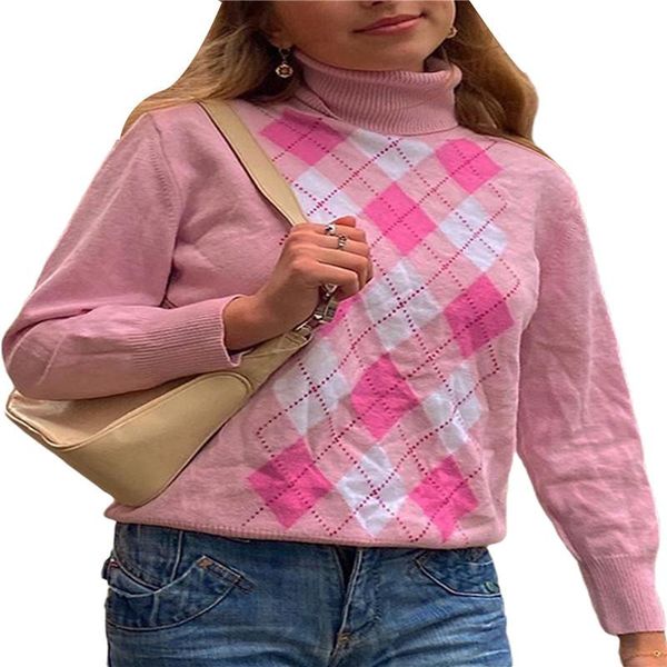 women's sweaters elegant women sweater winter knit basic long sleeve argyle loose high collar pullover ladies, White;black
women's sweaters elegant women sweater winter knit basic long sleeve argyle loose high collar pullover ladies, White;black