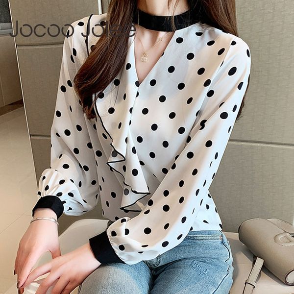 women hollow out v neck loose chiffon blouse elegant polka dot ruffles and blouses summer beach women's clothing 210428, White
women hollow out v neck loose chiffon blouse elegant polka dot ruffles and blouses summer beach women's clothing 210428, White
