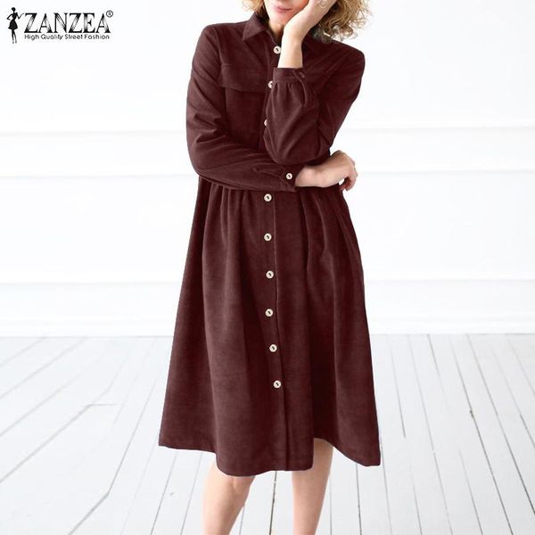 casual dresses zanzea vintage long sleeve corduroy dress elegant women lapel neck autumn sundress female button down solid midi vestido, Black;gray
casual dresses zanzea vintage long sleeve corduroy dress elegant women lapel neck autumn sundress female button down solid midi vestido, Black;gray