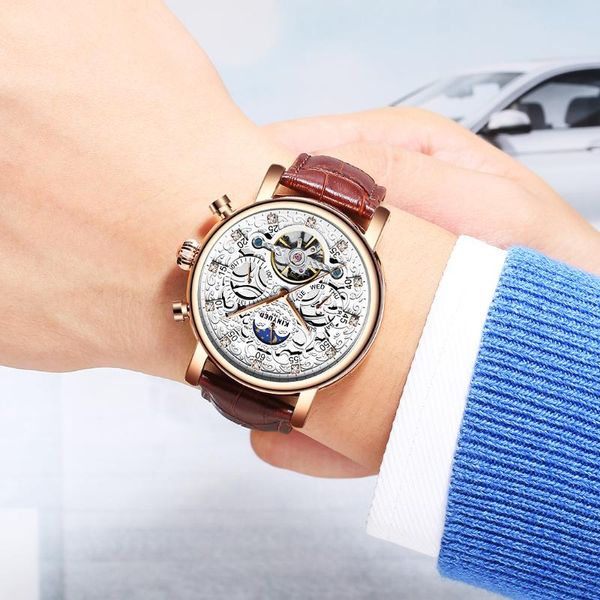 wristwatches kinyued men's casual business watch brand automatic mechanical wristwatch men original design sport watches male clock, Slivery;brown
wristwatches kinyued men's casual business watch brand automatic mechanical wristwatch men original design sport watches male clock, Slivery;brown