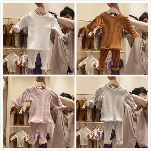 clothing sets children autumn and winter solid color knit set boy girl round neck long sleeve vertical strip, White
clothing sets children autumn and winter solid color knit set boy girl round neck long sleeve vertical strip, White