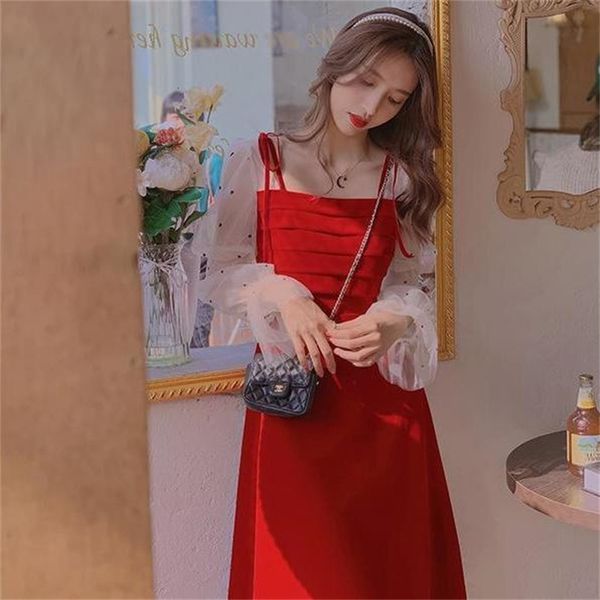 casual dresses 2021 spring retro french sense red temperament veet for woman, Black;gray
casual dresses 2021 spring retro french sense red temperament veet for woman, Black;gray