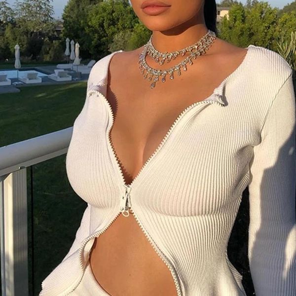 white black zip up t-shirt ribbed knitted long sleeve irregular casual women spring 2021 streetwear women's
white black zip up t-shirt ribbed knitted long sleeve irregular casual women spring 2021 streetwear women's