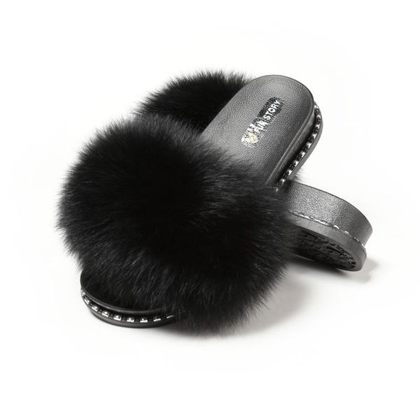 slippers fur story women's slides for summer furry slide sandals 19s03, Black
slippers fur story women's slides for summer furry slide sandals 19s03, Black
