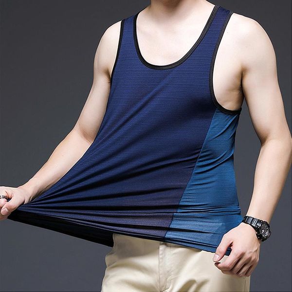 running jerseys men's ice silk vest sleeveless hit color bottoming shirt casual loose outdoor fitness sports undershirt breathable top, Black;blue
running jerseys men's ice silk vest sleeveless hit color bottoming shirt casual loose outdoor fitness sports undershirt breathable top, Black;blue