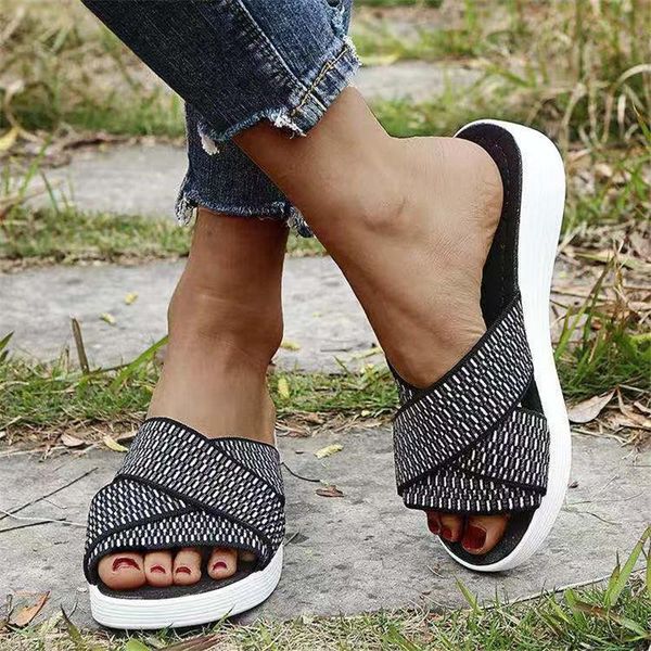 women's slippers summer ladies platform wedge sandals casual shoes for woman slip on fashion female 2021 comfort slides, Black
women's slippers summer ladies platform wedge sandals casual shoes for woman slip on fashion female 2021 comfort slides, Black