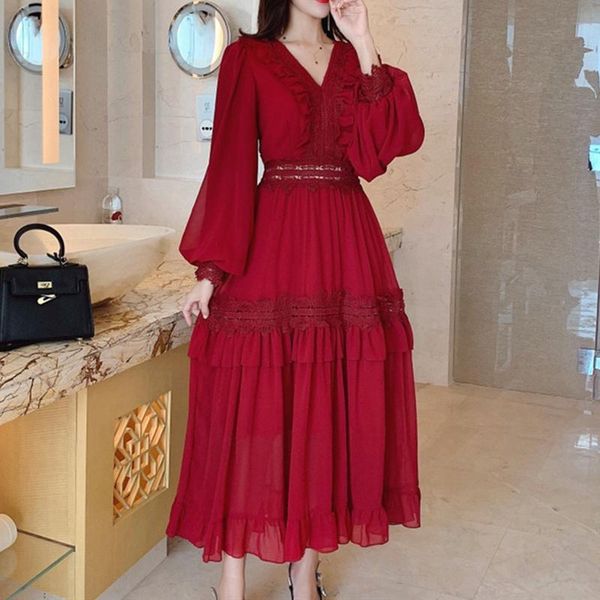 casual dresses yamdi boho dress women vintage chic solid red v neck lantern sleeve loose big swing 2021 spring autumn hollow out ruffle vest, Black;gray
casual dresses yamdi boho dress women vintage chic solid red v neck lantern sleeve loose big swing 2021 spring autumn hollow out ruffle vest, Black;gray