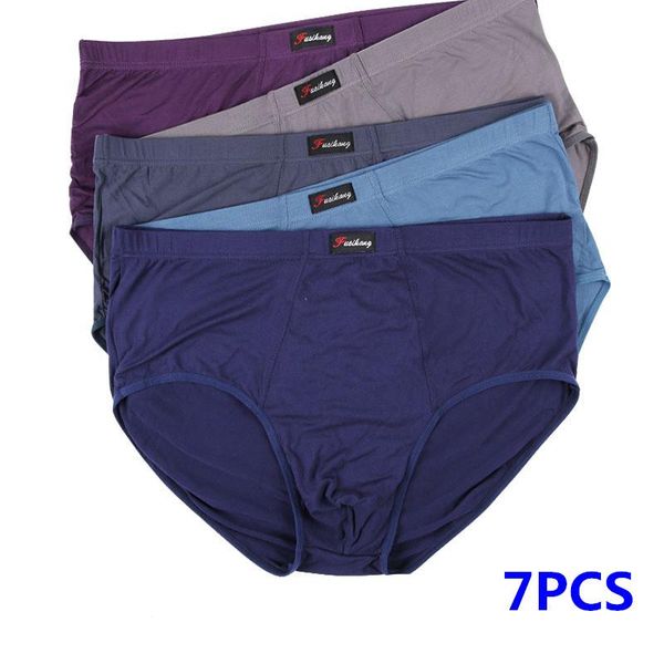 underpants 7pcs men's solid modert briefs underwear men plus size 6xl 7xl 8xl breathable for fat, Black;white