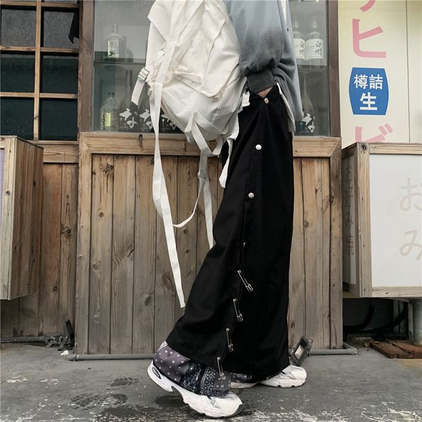 pants fashionable the contrast stitching fake two piece wide leg men's brand side breasted loose straight elastic waist, Black
pants fashionable the contrast stitching fake two piece wide leg men's brand side breasted loose straight elastic waist, Black