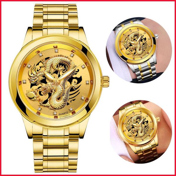 wristwatches watches for men diamond gold dragon pattern quartz watch stainless steel waterproof wristwatch luxury reloj hombre, Slivery;brown
wristwatches watches for men diamond gold dragon pattern quartz watch stainless steel waterproof wristwatch luxury reloj hombre, Slivery;brown