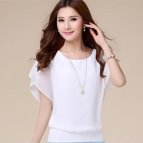 women blouses shirts summer chiffon blouse for plus size ruffle batwing short sleeve casual shirt women's &, White
women blouses shirts summer chiffon blouse for plus size ruffle batwing short sleeve casual shirt women's &, White