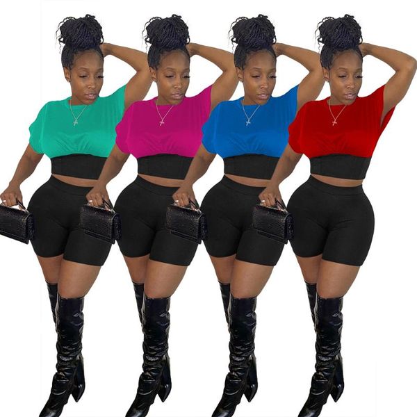 women's tracksuits donsignet women set summer fashion coloring slim waist short sleeve corset crop and shorts outfits two-piece, Gray
women's tracksuits donsignet women set summer fashion coloring slim waist short sleeve corset crop and shorts outfits two-piece, Gray