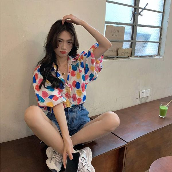 women's blouses & shirts summer korean style lantern sleeve short temperament floral shirt women, White
women's blouses & shirts summer korean style lantern sleeve short temperament floral shirt women, White
