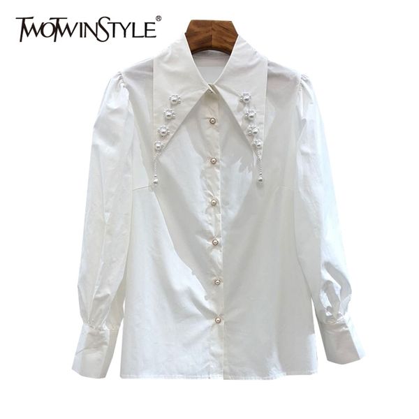 minimalist white patchwork pearl shirt for women lapel long sleeve casual joker blouse female fashion clothing 210524
minimalist white patchwork pearl shirt for women lapel long sleeve casual joker blouse female fashion clothing 210524