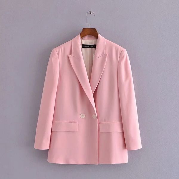 women basic pink double breasted blazer coat spring autumn long sleeve chic office lady outwear jacket coats 210521, White;black
women basic pink double breasted blazer coat spring autumn long sleeve chic office lady outwear jacket coats 210521, White;black