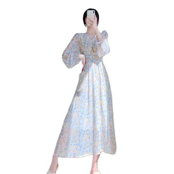 casual dresses french retro gentle wind broken flower chiffon dress 2021 spring and autumn long sleeve waist closing forest temperament, Black;gray
casual dresses french retro gentle wind broken flower chiffon dress 2021 spring and autumn long sleeve waist closing forest temperament, Black;gray