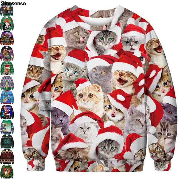 men's sweaters 3d funny cat print ugly christmas sweater men women autumn crewneck holiday party xmas sweatshirt pullover jumper, White;black
men's sweaters 3d funny cat print ugly christmas sweater men women autumn crewneck holiday party xmas sweatshirt pullover jumper, White;black