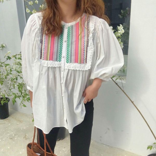 dress autumn shirt vintage korean style ethnic lace stitching chic women streetwear blouses female blusas, White
dress autumn shirt vintage korean style ethnic lace stitching chic women streetwear blouses female blusas, White