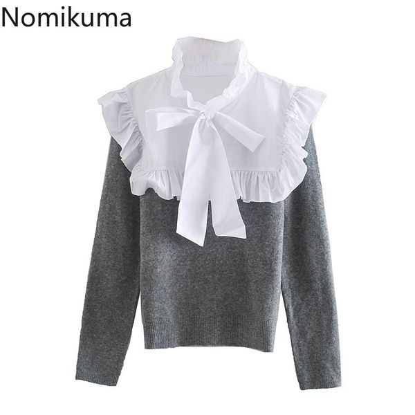 nomikuma contrast color ruffle patchwork women sweater sweet bow tie turtleneck knitted autumn winter pull femme 6c955 210427, White;black
nomikuma contrast color ruffle patchwork women sweater sweet bow tie turtleneck knitted autumn winter pull femme 6c955 210427, White;black