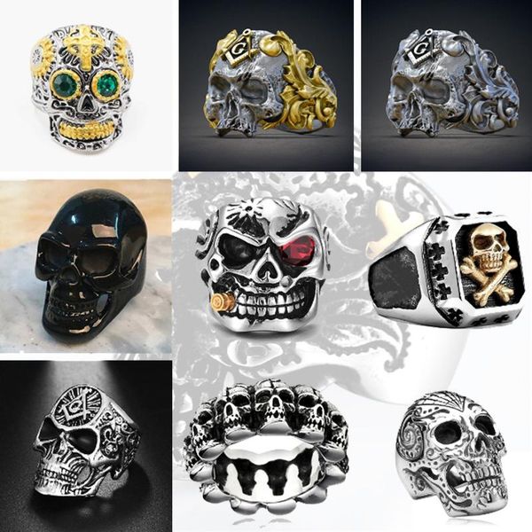cluster rings fashion hip hop man gothic mysticism jewelry punk style male metal finger ring death skull teen party accessories, Golden;silver
cluster rings fashion hip hop man gothic mysticism jewelry punk style male metal finger ring death skull teen party accessories, Golden;silver