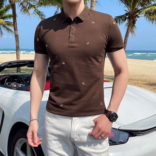 men's polos embroidery slim men shirt business casual social club breathable summer british short sleeve lapel, White;black
men's polos embroidery slim men shirt business casual social club breathable summer british short sleeve lapel, White;black