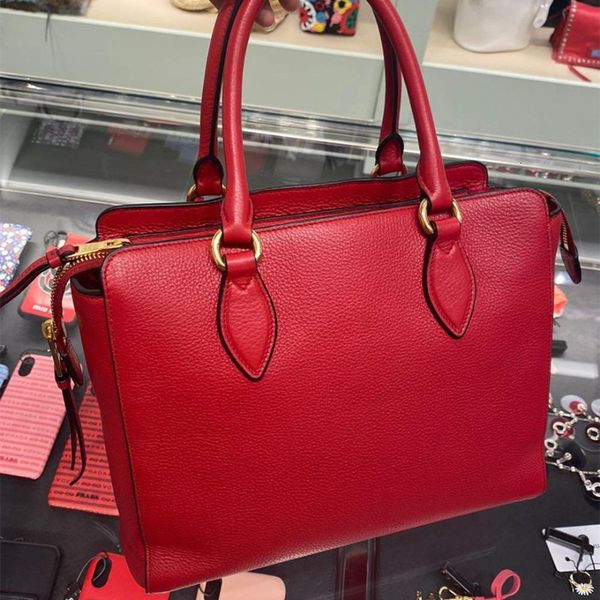 luxurys p bag women's handbag bag red litchi attern gold label one shoulder messenger handbagk01e